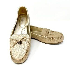 Bandolino B-Flexible Moccasin Loafer Women's Size 8 Metallic Gold Faux Leather